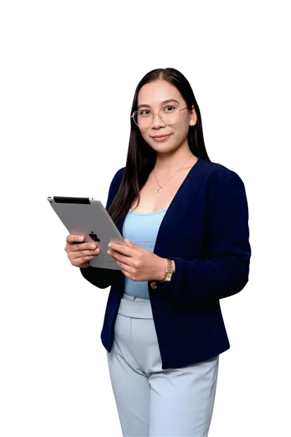 Hazzel May Bastida holding a tablet